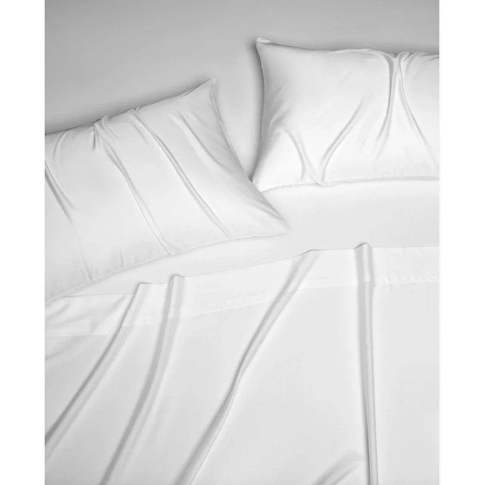 White‎ Tencel Sheet Set with Pillowcase King Modern Quiet Luxury Minimalist Chic